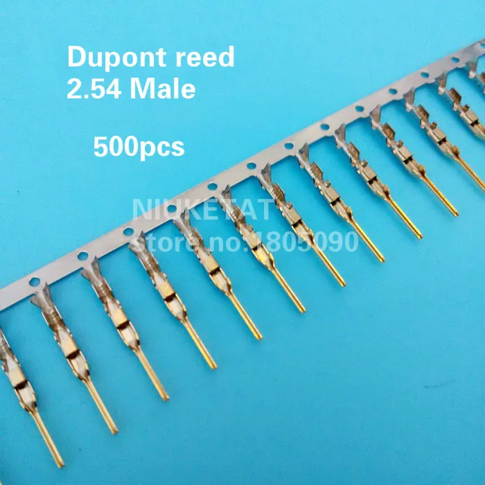 

500pcs 2.54mm Male pin Dupont reed Dupont Jumper Wire 2.54 Dupont languette Connector Terminal Pins Crimp