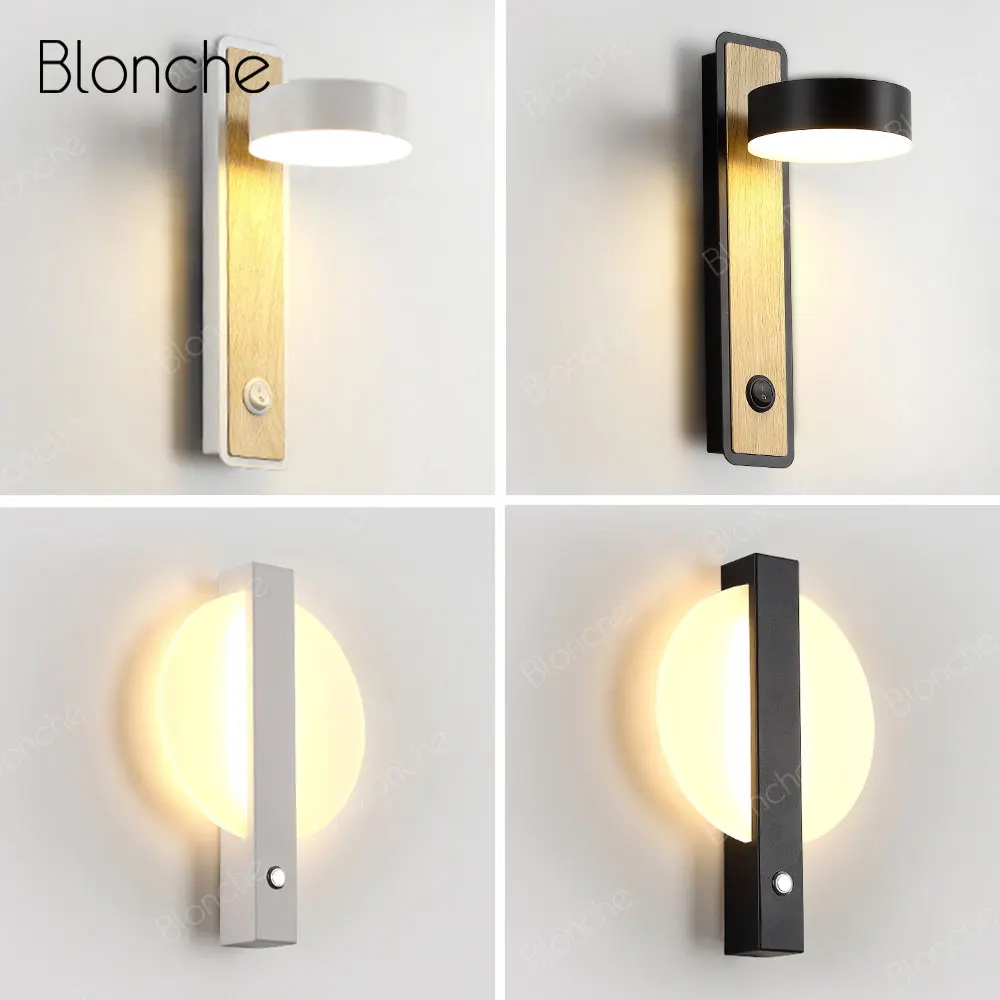 

Modern LED Wall Lamps Wooden Creative Wall Light Bedside Lamp for Hallway Bathroom Bedroom Light Fixtures Indoor Decor Sconce