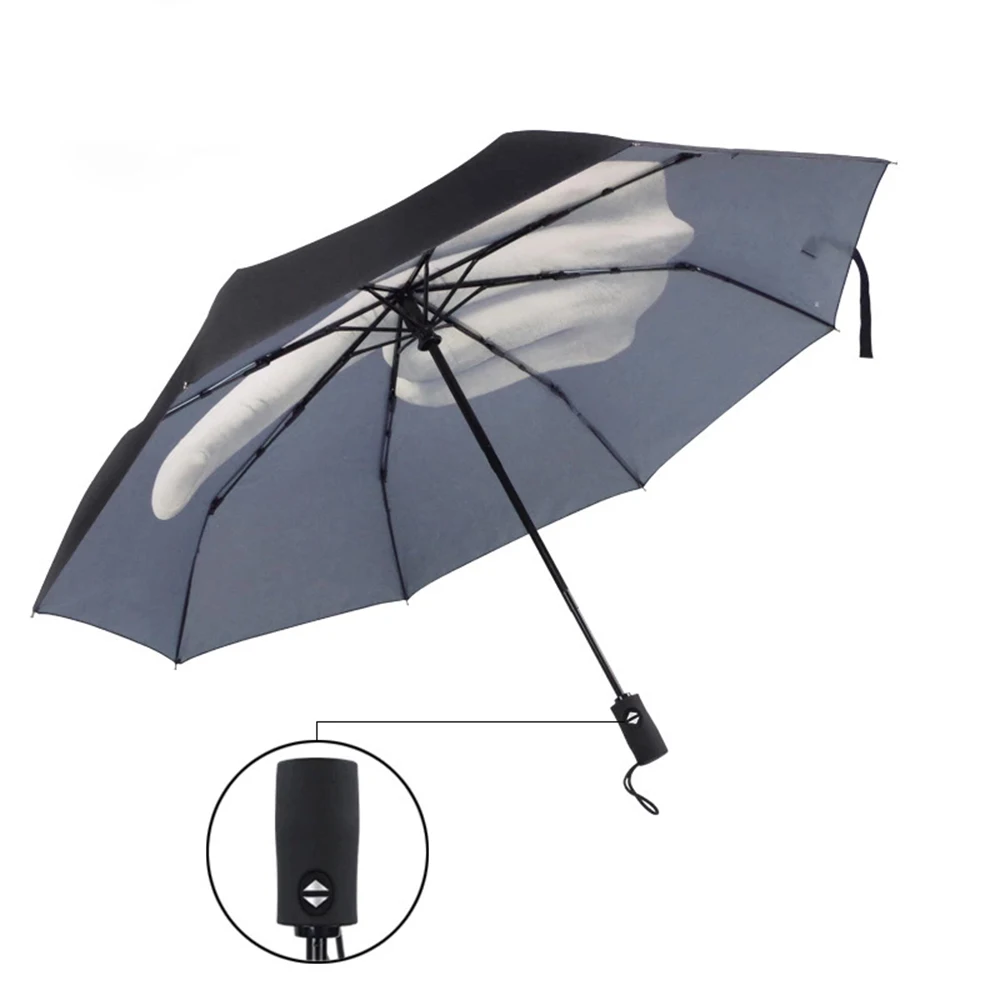 Wind Resistant Folding Automatic Umbrella Cool Middle Finger Auto Luxury Big Windproof Women Men Rain Umbrella Sun Umbrellas