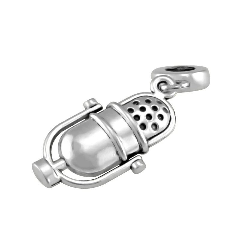 Silver Color Musical Microphone Pendant Charms Fit Original Pandora Charm Beads Bracelet DIY Fashion Jewelry SPP205