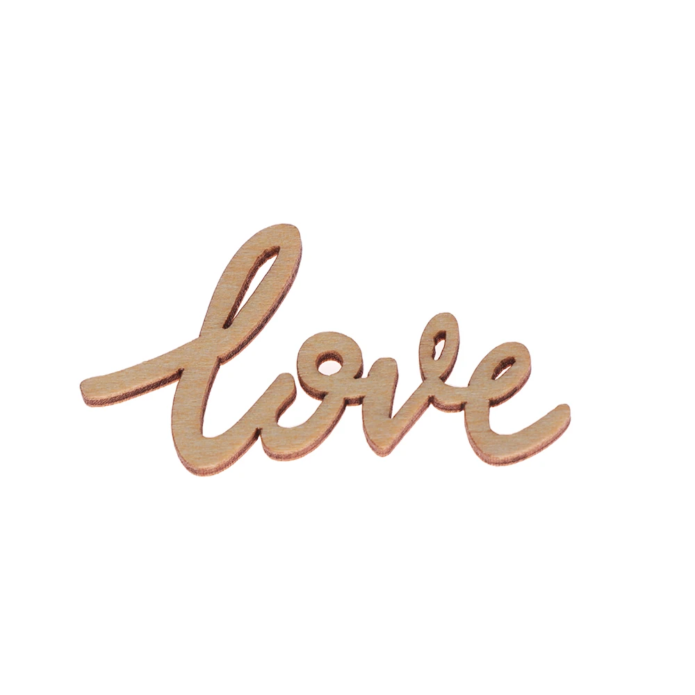 18Pcs 55mm Wooden Valentine\'s Day Rustic Wooden Love Letters Chic Craft Scrapbook Confetti Wedding Anniversary Table Decoration