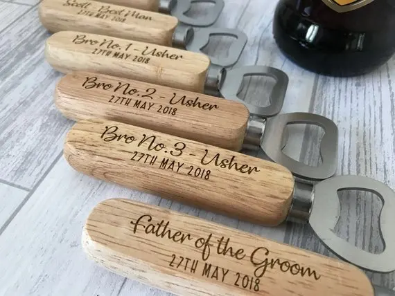 

Personalized any name or text wedding usher Bottle Openers, Groomsmen Gift, Engraved Custom Bottle Opener, Father's Day gifts