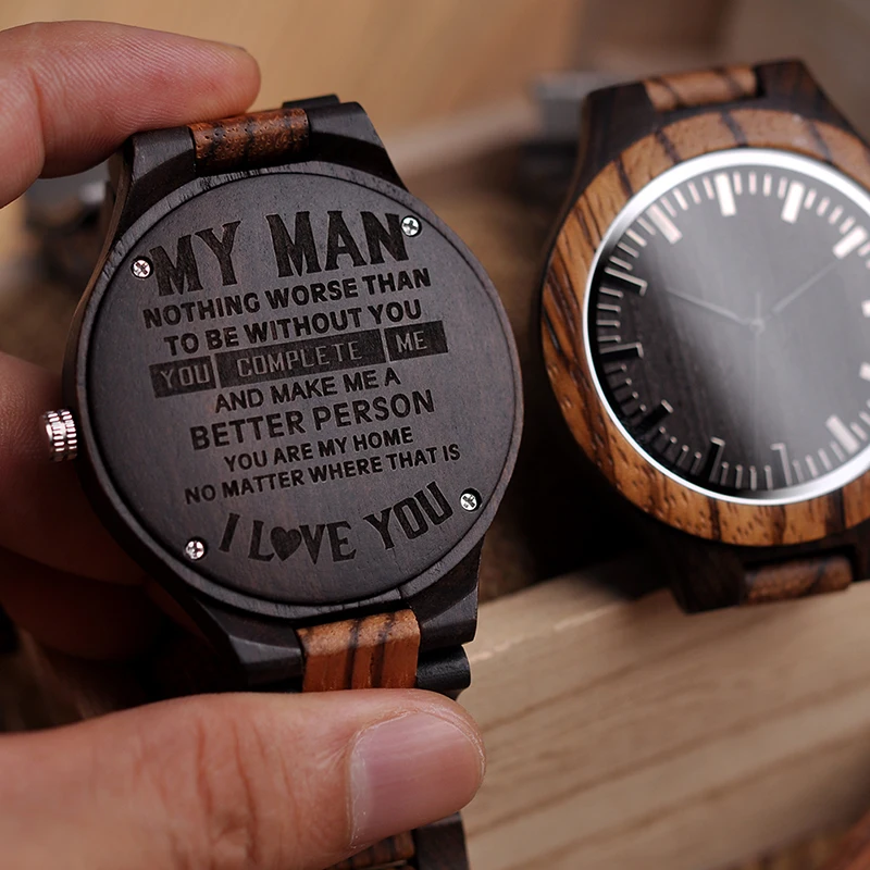 

Wood Engraving Watch Men Groomsmen Personalized Watches Father's Gift Anniversary Gift a Great Gifts For Man Relogio Masculino