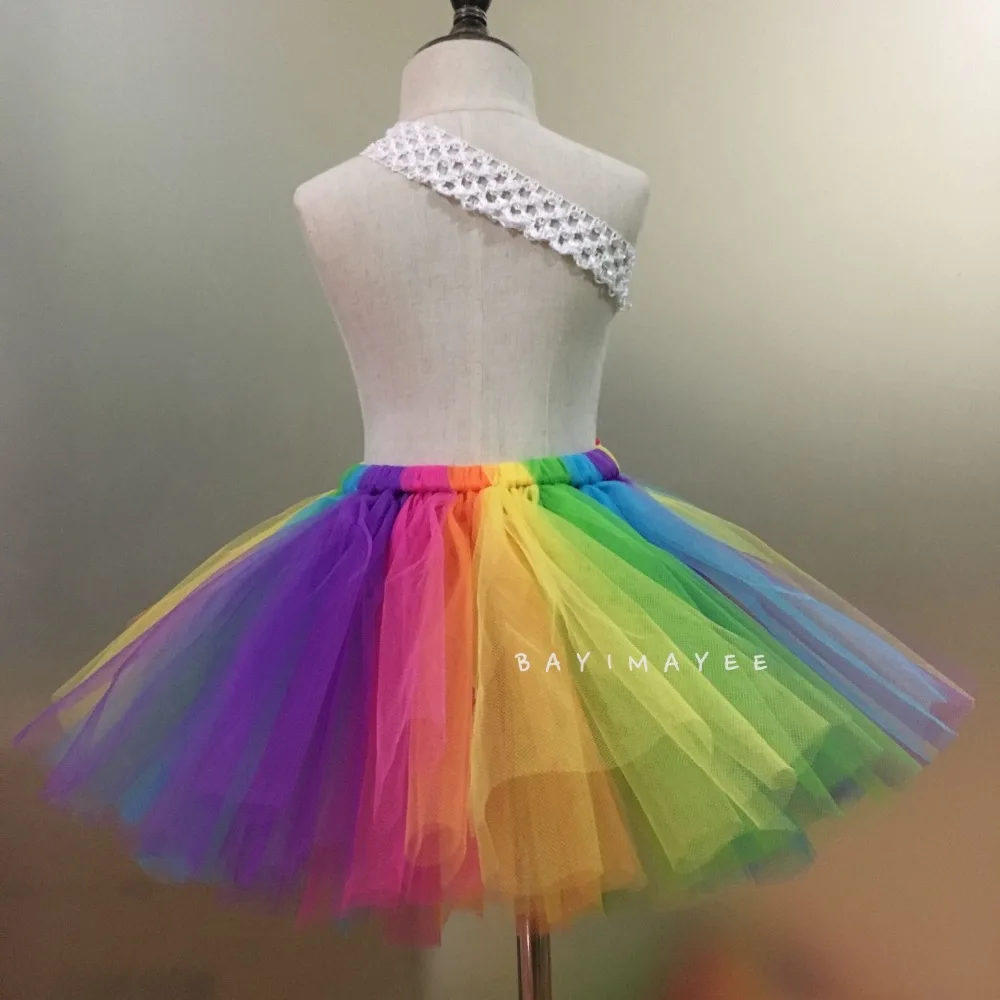 Rainbow Tutu spódnice dziewczynek tiulowe spódnice taniec baletowy Pettiskirt Tutus z Polka kokardki w kropki i zestaw opasek dla dzieci spódnice na