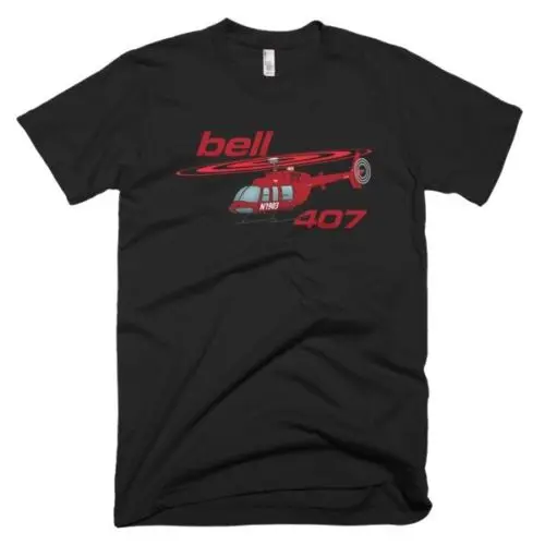 2019 Fashion Fashion Men Printed T Shirts Bell 407 Helicopter T-Shirt - Personalized With Your fitness Tee shirt