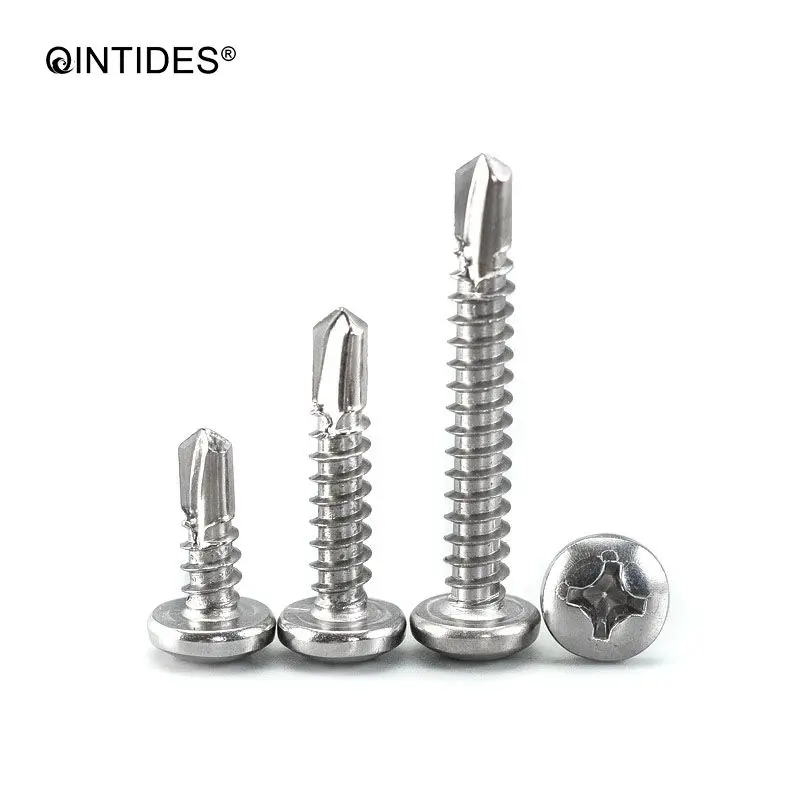 QINTIDES  100/1000Pcs Cross recessed pan head drilling tapping screws ST3.5 - ST6.3 stainless steel Drilling screws