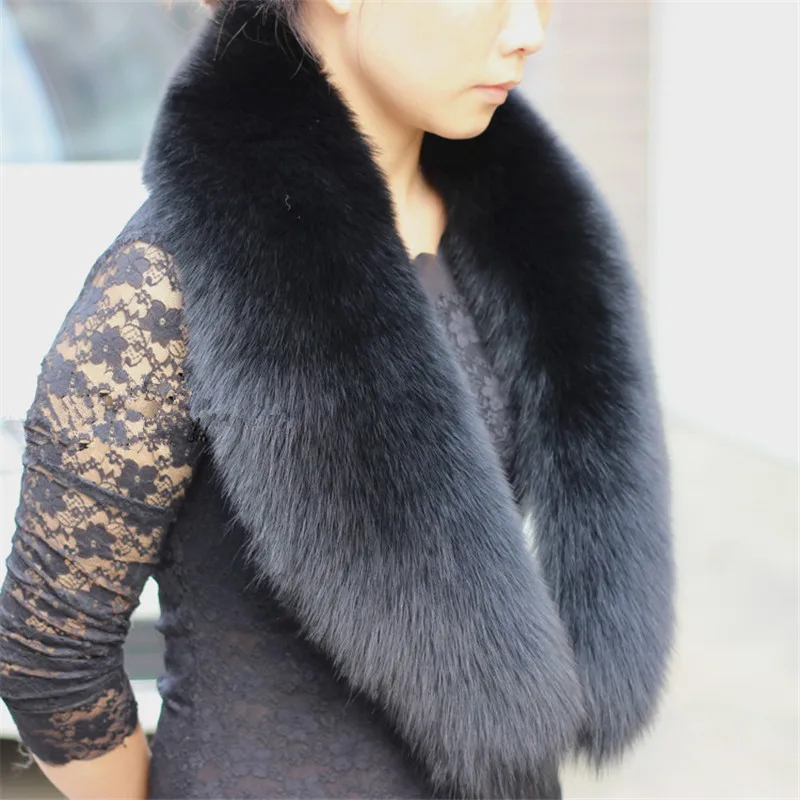 JKP New Fashion Pure Hand Fox Hair Collar / Scarf / Black 80cm / 90cm / 100cm Vogue Atmosphere Real Fur Fox Fur Collar