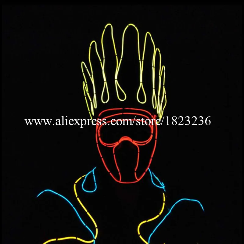 Wholesale 6 Sets Super Bright EL Wire Clothes Led Luminous Ballroom Costumes Suit Dance Wear For Stage DJ Bar Party Show