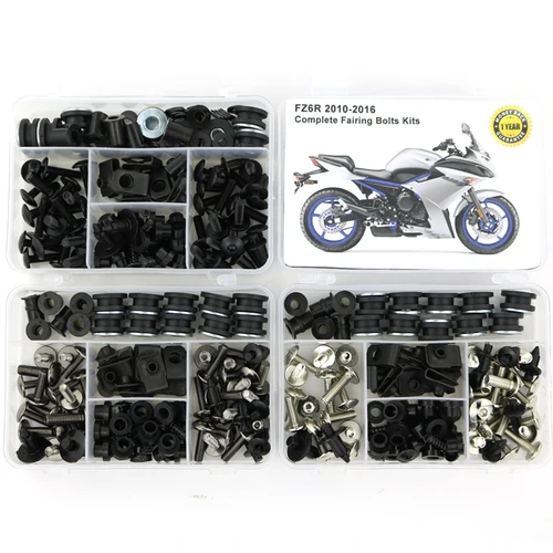 Imagen 1 del producto Kit completo de tornillos de carenado para motocicleta Yamaha FZ6R 2010-2016, con tuercas de velocidad y tornillos de cubierta lateral de acero
