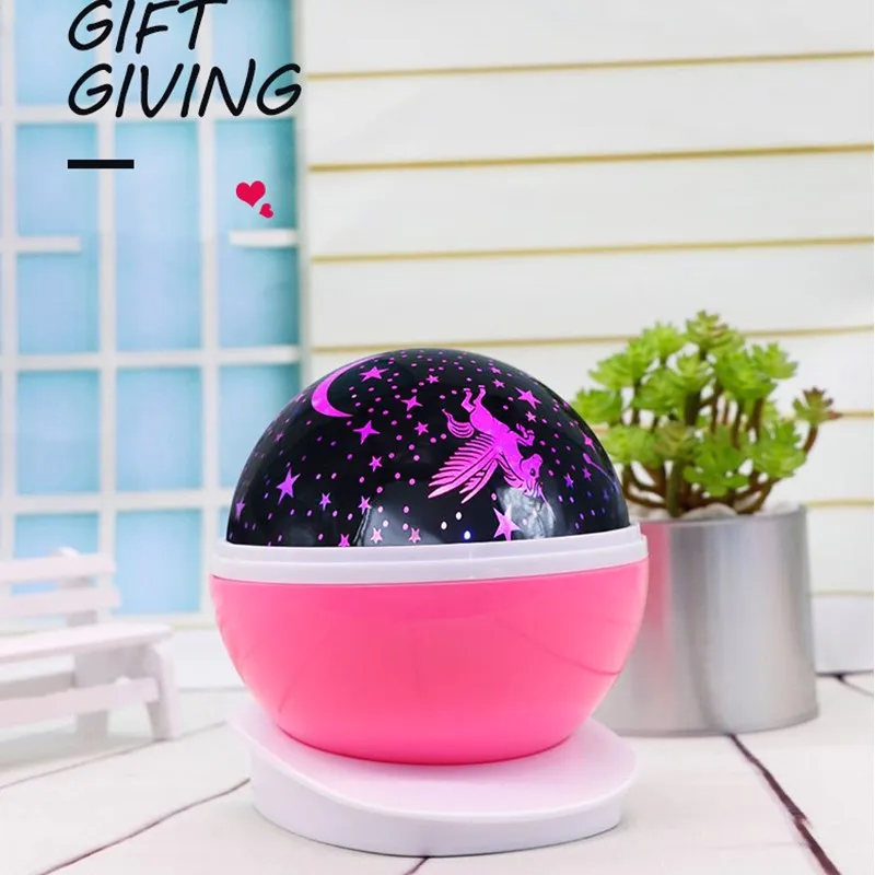 Rotating Night Light Projector Lamp Starry Sky Star Unicorn Children Kids Baby Sleep Romantic Led Projection Lamp USB/AA Battery