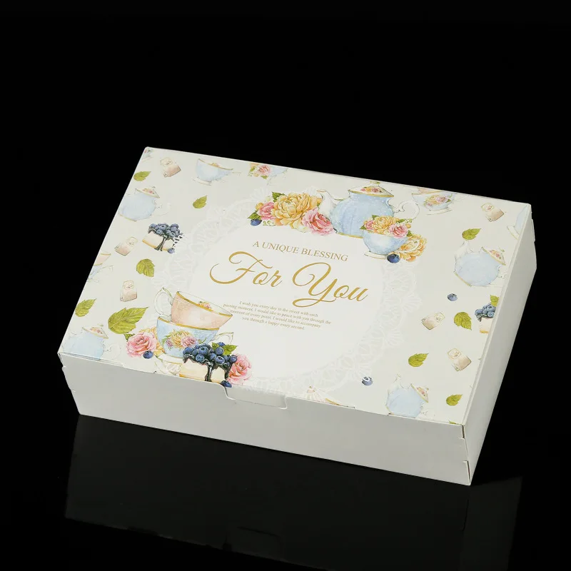 10pcs Vintage Wedding Gift Box Flower Kraft Paper Cake Party Birthday Packaging Maccaron Floral Cupcake Bags