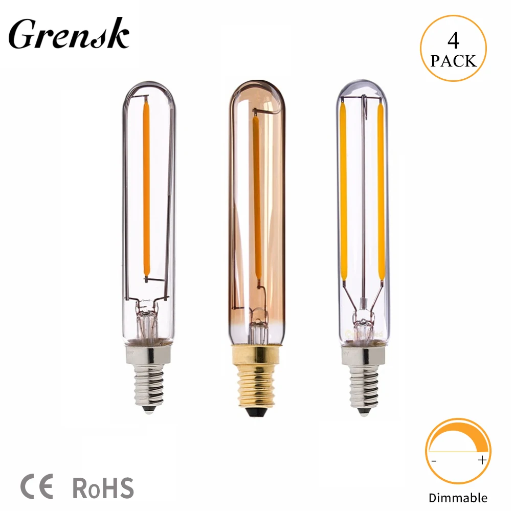 

4PCS/Lot T20 Edison Retro Lamps 1W 2W LED Light Long Filament E12 E14 110V 220V Dimmable Refrigerator Bulb Warm White room decor