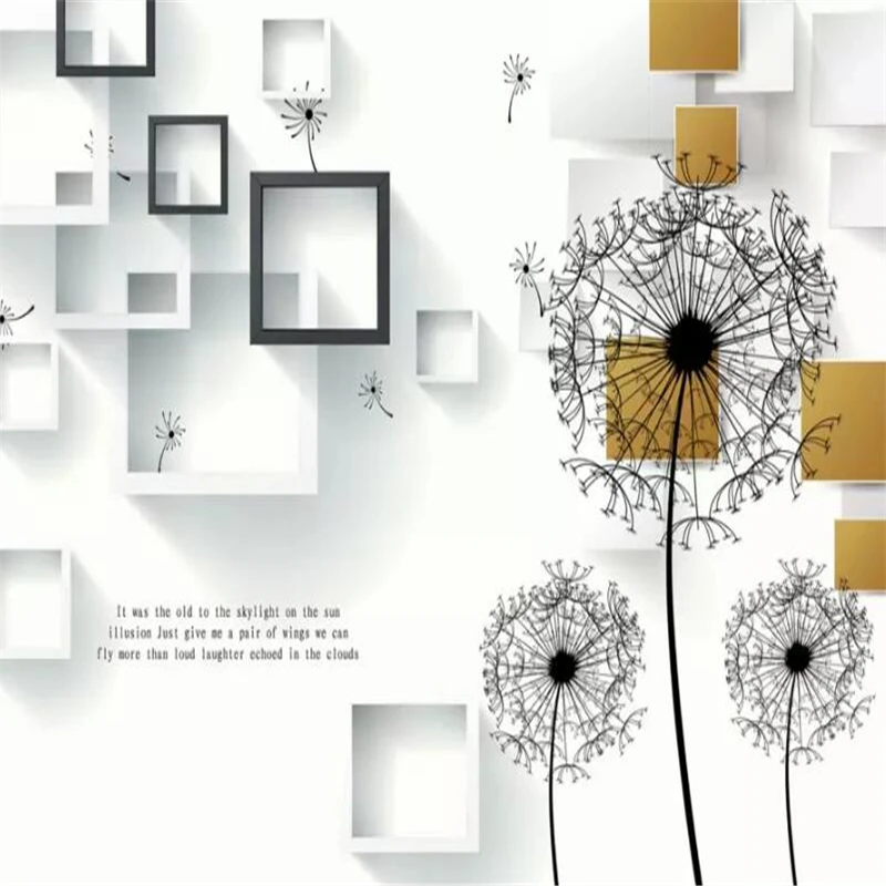 

3D square box dandelion background wall