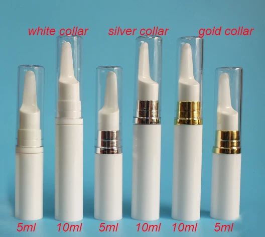

15ML white long press pump airless bottle for eye cream,plastic 15 ml lotion bottle with gold silver white color & clean lid