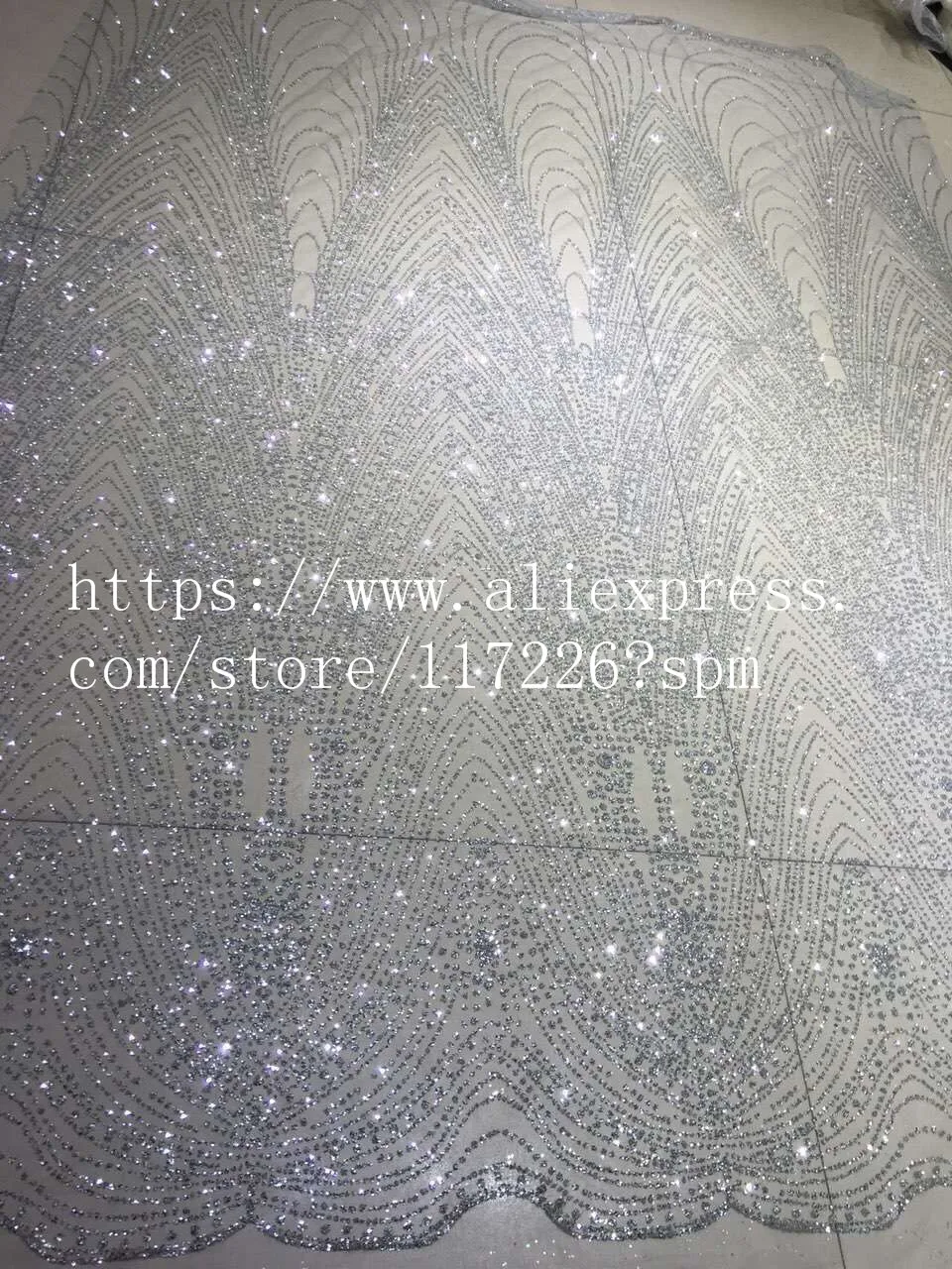 pretty Embroidery African Nigerian Guipure Lace Fabric with silver glitter JRB-00230 Nigerian Guipure Lace Fabric