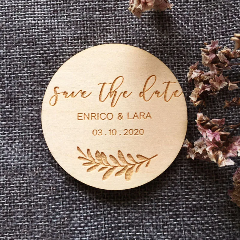 Personalized Wood Carved Handicraft, Save the Date magnets, Laser Cut, Wedding Decor for Guests, Wedding Souvenirs Decoration