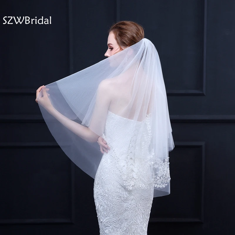 

New Arrival Ivory Bridal veil 2024 Two layer Wedding veils Velos de novia largos velo novia wedding accessories Mantilla