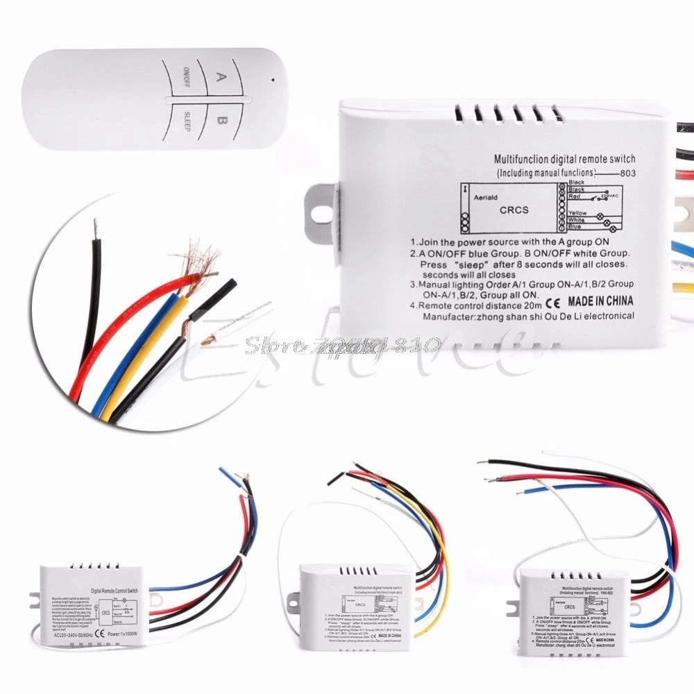 Wireless 1/2/3/ Channel ON/OFF Lamp Remote Control Switch Receiver Transmitter Whosale&Dropship