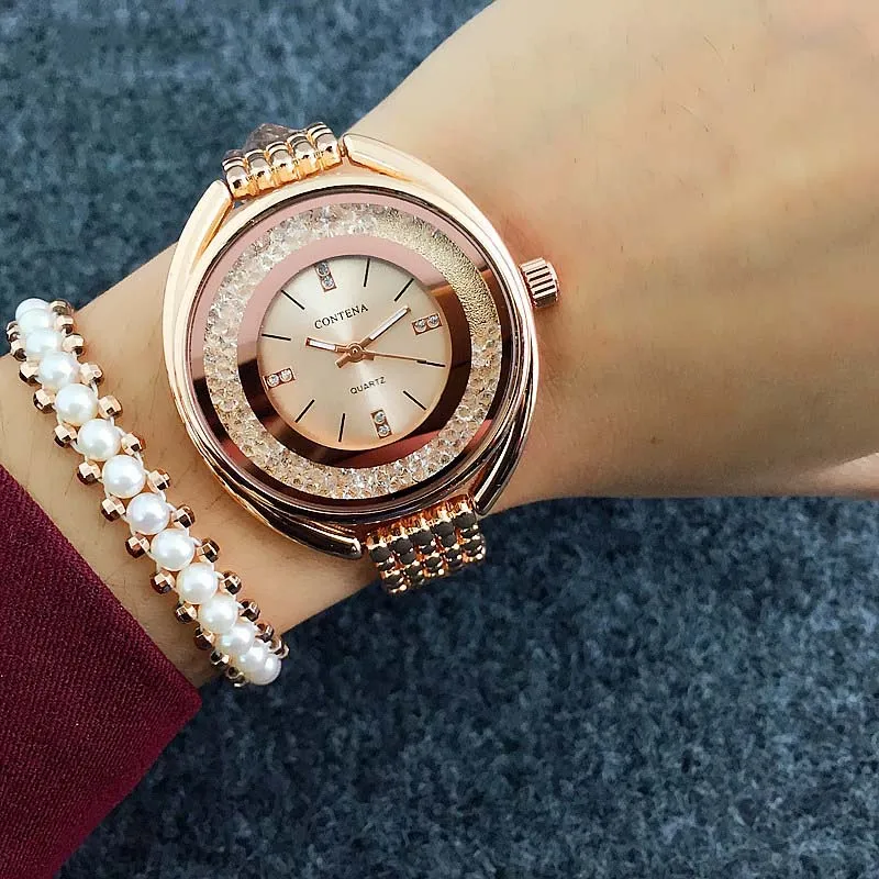 

Top Brand CONTENA Luxury Watch Women Watches Rose Gold Women's Watches Bracelet Ladies Watch Clock montre femme relogio feminino