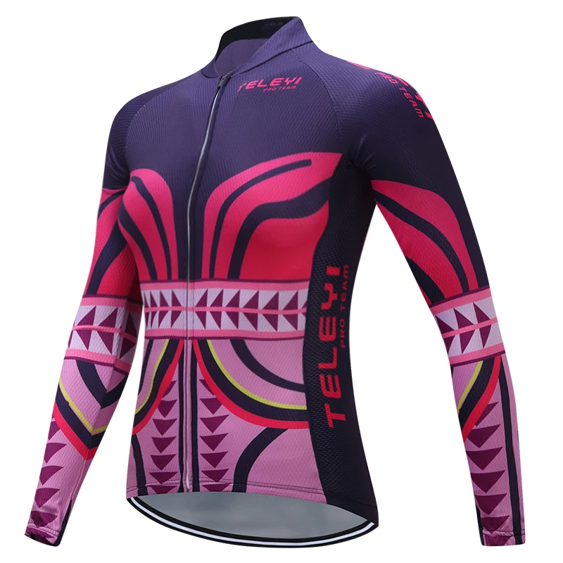 Teleyi Women's Cycling Jerseys 100% POLYESTER Ropa Ciclismo Long Sleeve Bike Shirt Bicycle Sportswear