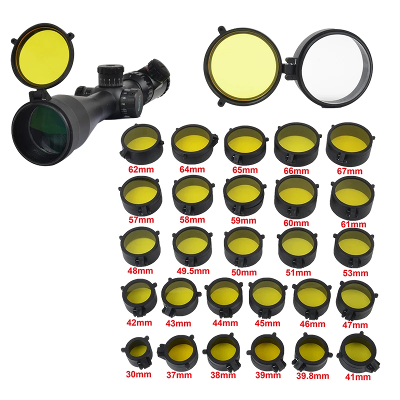 

Rifle Scope Quick See Thru Flip Spring Up Amber Lens Cover Open Riflescope Eye Protect Objective Hunting Paintball Accessories