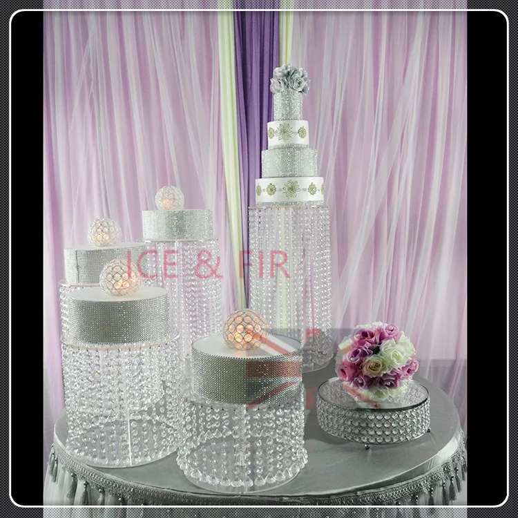 4pcs/Lot centerpiece Wedding Cake Display Birthday decoration Crystal Acrylic cake stand