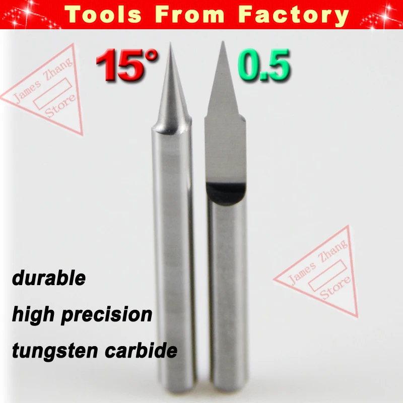 10pcs New Carbide PCB CNC Engraving Machine Router V Bits 15 Degree 0.5mm HUHAO #J3.1505 -Tools From Factory