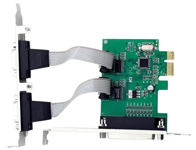 PCIE to COM LPT RS232 New Expansion Cards PCIE To RS-232 PCI-E X1 Card DB25 2XDB9 Parallel Serial Port WinXP/7/8