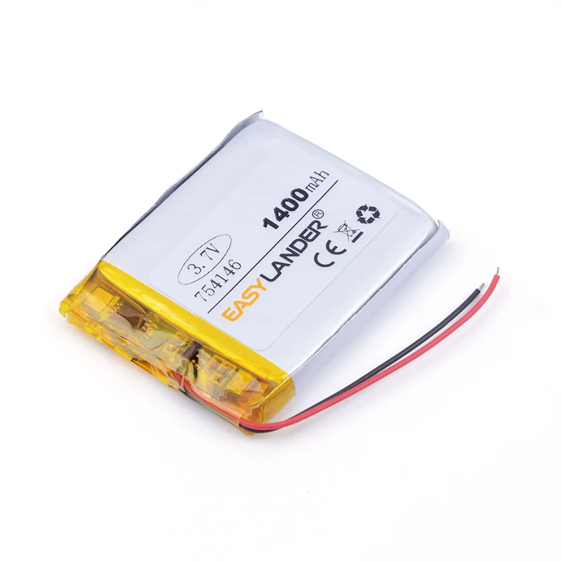 Bateria recarregável do polímero do Li-íon do lítio, para DVR, GPS, MP3, MP4, orador do telefone celular, 3.7V, 1400mAh, 754146