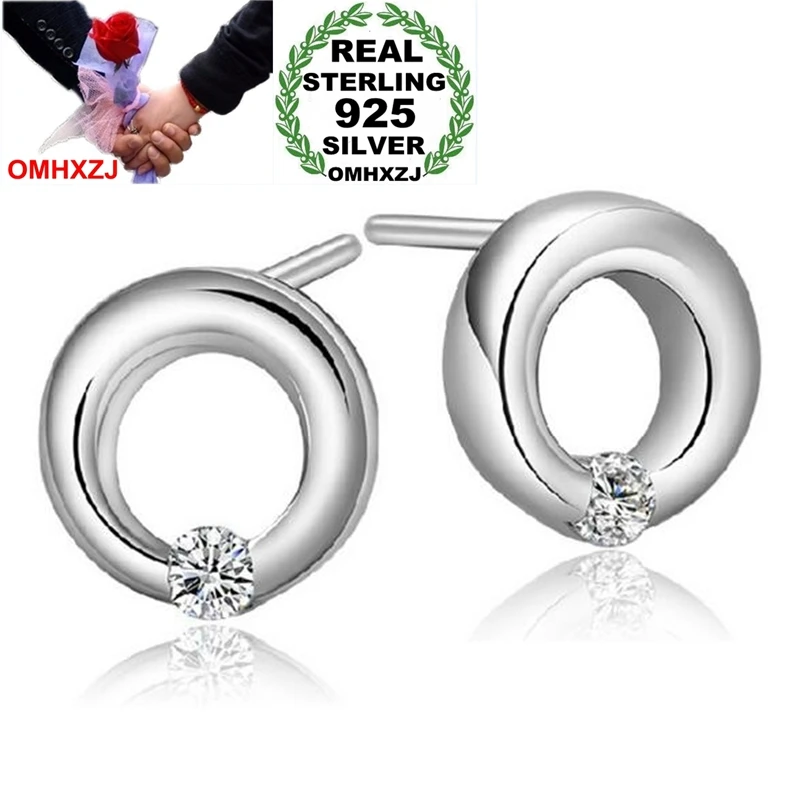 OMHXZJ Wholesale Jewelry Round Elegant Fashion for Woman Lady Wedding Gift Lilac Knot 925 Sterling Silver Stud Earrings YS293