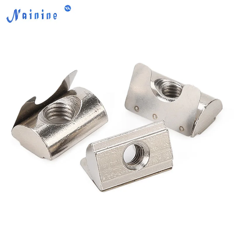 10Pcs Elastic Nut Roll-in T Slot Nut with Spring Leaf Block Accessories for 30/40 series Aluminum Profile