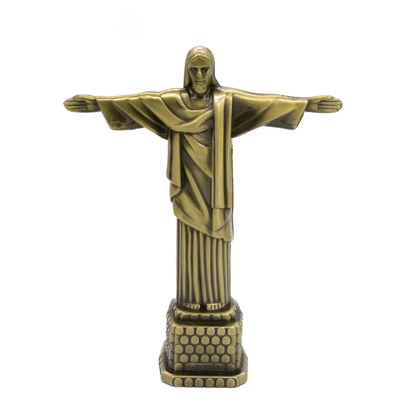 1pcs 18cm Metal Brazil Crist Redentor Jesus Figurine Christ the Redeemer Statue Jesus Christ Statue Catholic Gift Home Decor