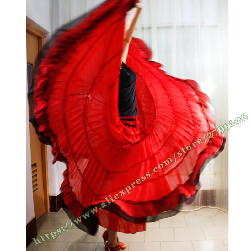 Female Elegant 6XL 7XL Red Chiffon Tulle Pleated Gypsy BOHO Spain Maxi Skirt Plus Size Summer Dance Wrap Ladies Skirts Womens