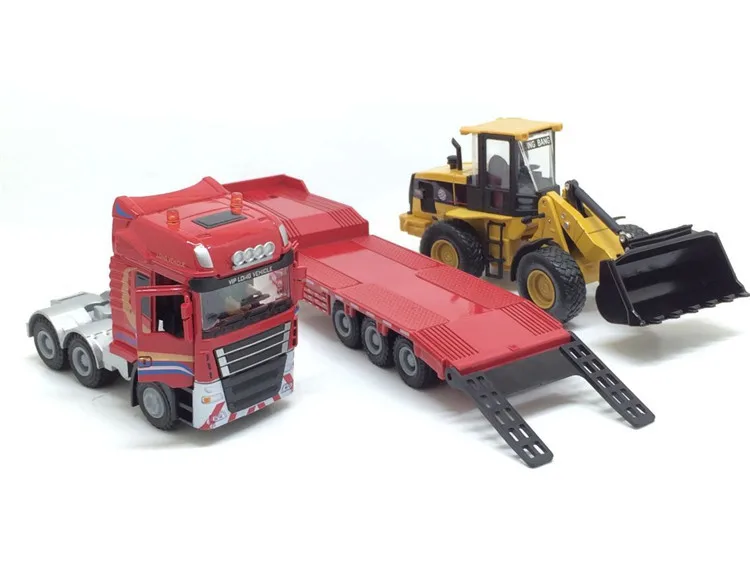 Hot selling 1:50 flatbed trailer&engineering alloy model,die-casting engineering transporter,children\'s toy gift,free shipping