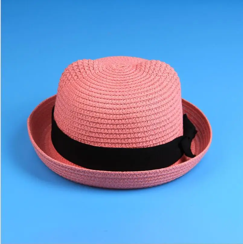 Hot Parent-child ear Sun Hat Cute Children Sun Hats Bow Hand Made Women Straw Cap Beach Big Brim Hat Casual Glris Summer Cap