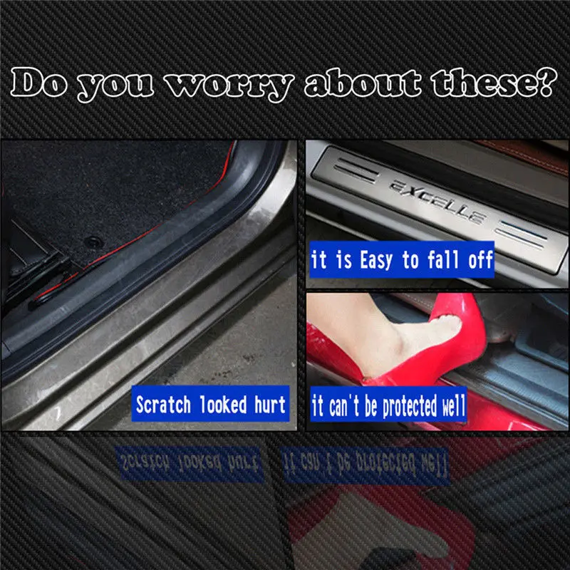 For Fiat punto Carbon Fiber Car Door Welcome Pedal Film Stickers Anti Scratch None Slip Door Sill Guard Lnterior Scuff