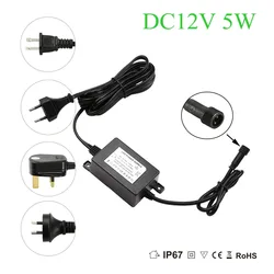 IP67 wodoodporny DC12V 5W sterownik zasilania transformatora do oświetlenia LED na zewnątrz lub lampa wewnętrzna ue, usa, UK,AU plug