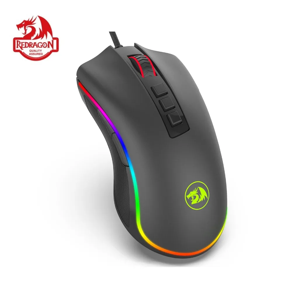 

Redragon M711 COBRA Gaming Mouse Wired RGB LED Color Backlit 16.8 Million Chroma 10000 DPI 7 Programmable Buttons Gamer for Dota