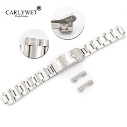 CARLYWET 20mm Steel Links Hollow Curved End Glide Lock Clasp Watch Band Bracelet for Vintage Submariner Oyster 70216 455B