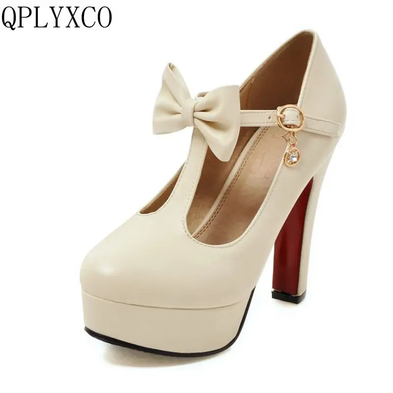 QPLYXCO  fashion sweet shoes woman big size 31-47 high heels sexy women shoes spring autumn pumps party office wedding shoes T-1