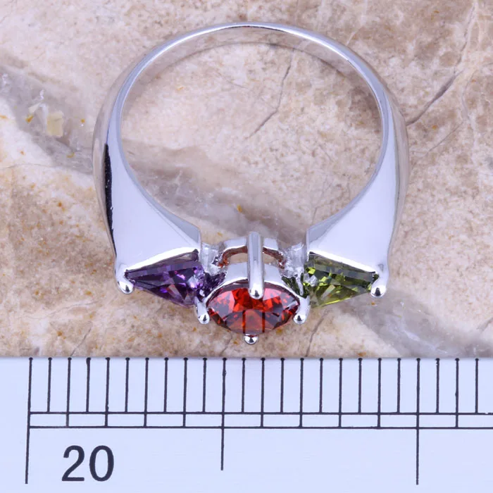 Admirable Multicolor Purple Cubic Zirconia Silver Plated  Women's Jewelry Ring Size 6 / 7 / 8 / 9 R0677