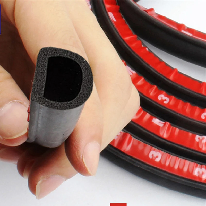 1 Meter Car Door Seal Strip Big D Small D B Type Self Adhesive Waterproof Trim Sound Insulation Soundproof Weatherstrip Rubber