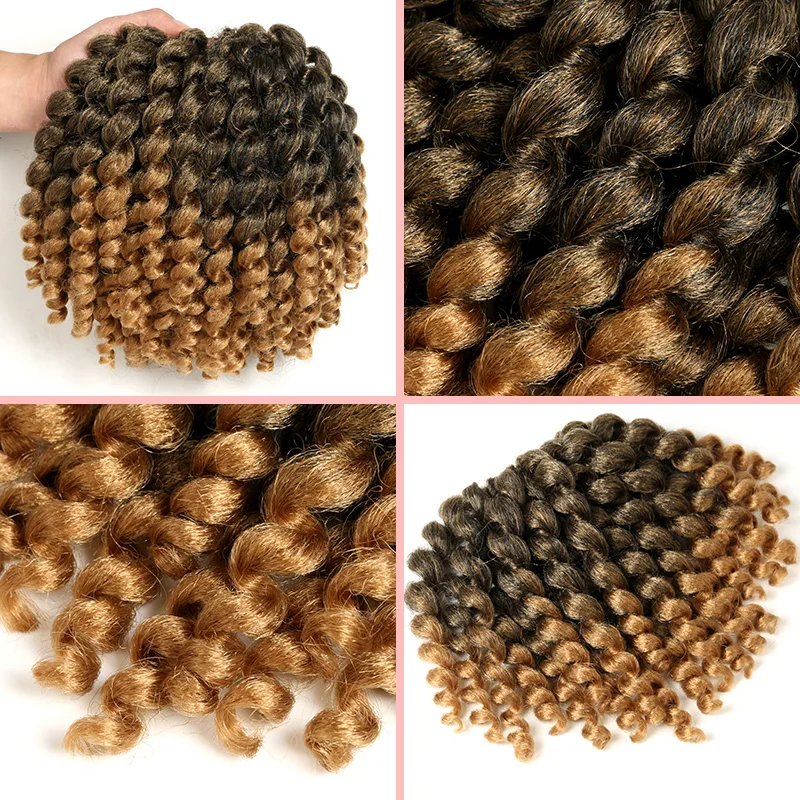 SAMBRAID-Tresses Synthétiques au Crochet, Bouclées, Jamaïcaines, 8 Pouces, 22 Brins