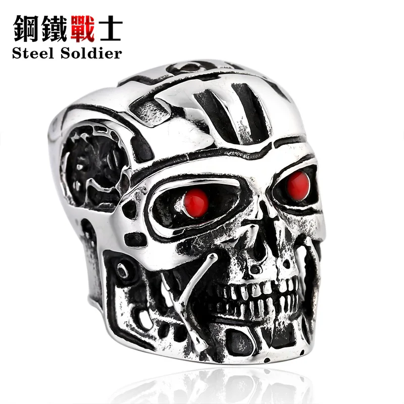 steel soldier movie ring terminator men Jason punk ring Exaggerated Personality Cheap stainless steel jewelry