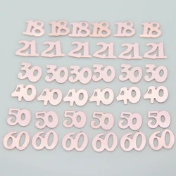 500Pcs Rose Gold Digital 18/21/30/40/50/60 Glitter Confetti Decor Happy Birthday Table Scatter Confetti For Celebration Party