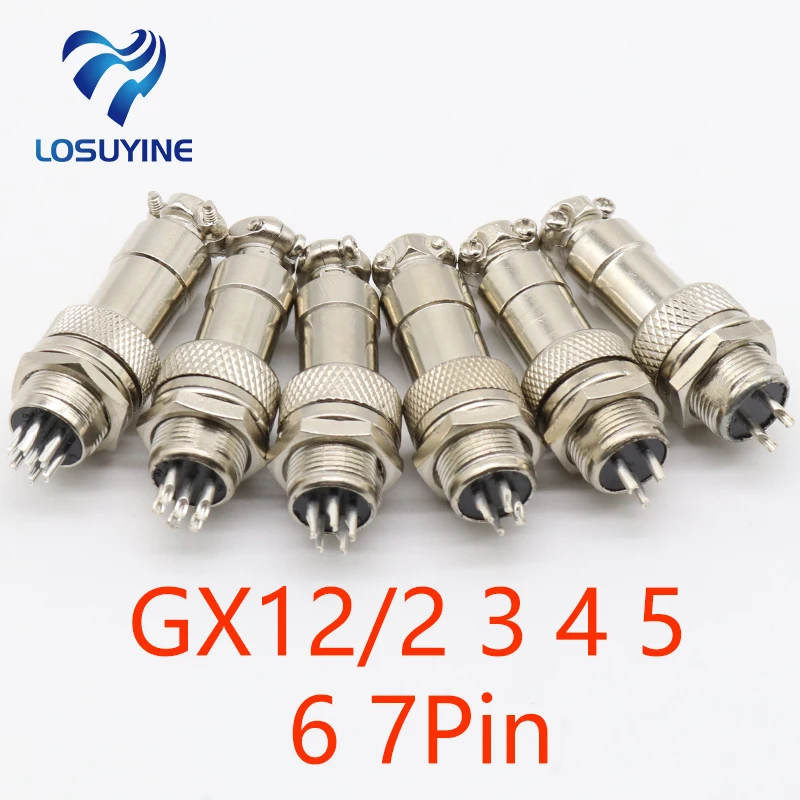 1pcs GX12/2/3/4/5Pin Male & Female 12mm Wire Panel Connector Aviation Plug L91 GX12 Circular Connector Socket Plug