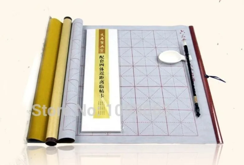 Practice Chinese Calligraphy Scrolls Ink less Writing Brush Copybook Water Cloth Suit Reusable