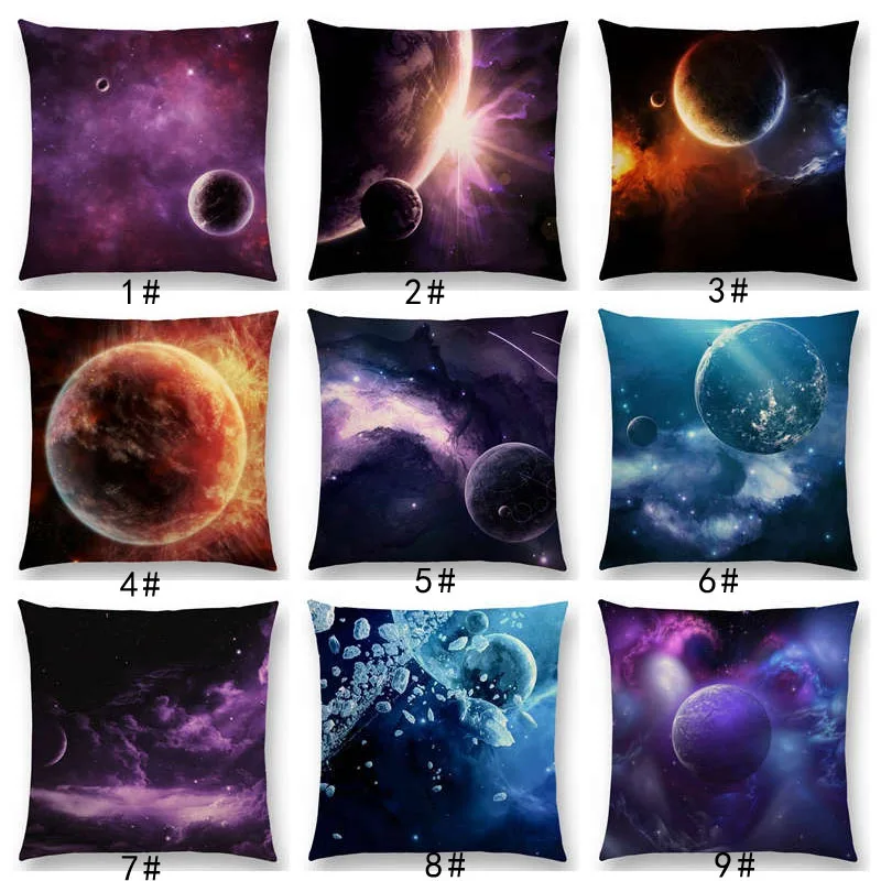 2017 New Mysterious Universe Vast Outer Space Beautiful Planets Gorgeous Radiance Cushion Cover Car Decor Sofa Throw Pillow Case