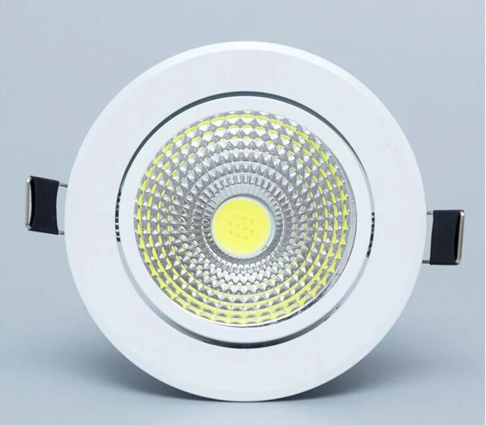 Lâmpada led embutida para teto, cob, 3w, 5w, 7w, 12w, 85-265v, iluminação interna, luz de teto