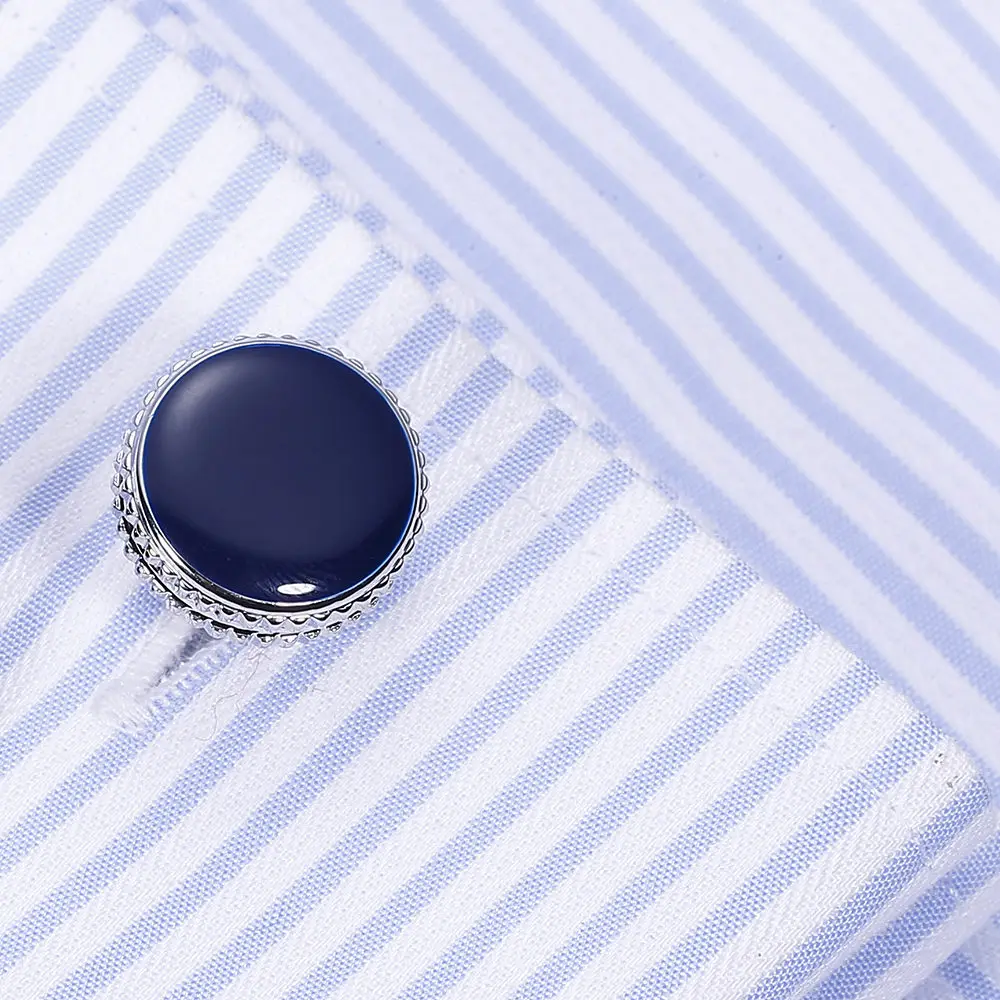 VAGULA Brass Cufflinks Classic Blue Enamel Gemelos Luxury Men Suit Shirt Cuff links gift 822